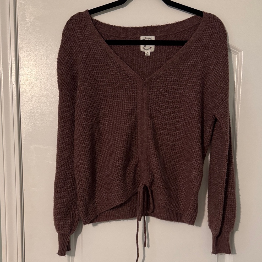 Hippie Rose V-Neck Sweater in Deep Mauve